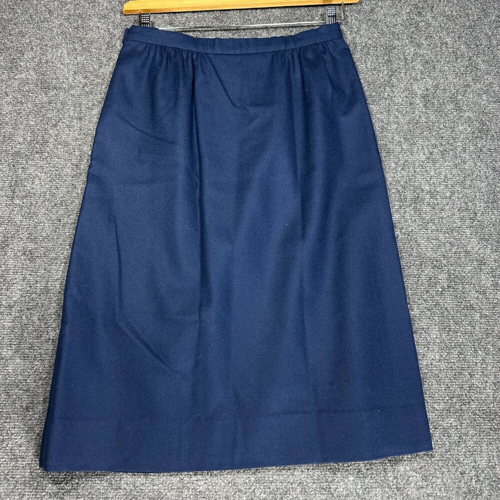 Vintage Pendleton Skirt Womens 8 Blue Wool Pencil Lined Button Waist Made in USA - Picture 4 of 5